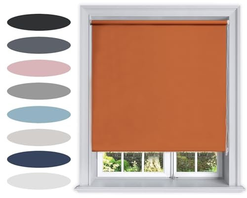 Lister Cartwright Blackout Plain Roller Blinds Windows Blind Easy Fit Child Safety Included (Tomato Cream, 60 cm Width x 160 cm Drop)
