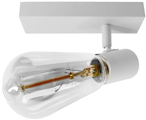 Miratic Lampadario con Faretti Orientabili E27 Max.60W (lampadina non inclusa) Faretti Binario Soffitto Applique da Soffitto Colore Bianco Ideale per Camera da Letto Salotto o Corridoio IP20 (1x60W)