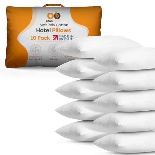 Oliver Bedding Soft Support Hotel Pillows10 Pack, Designed For Ultimate Luxury Sleep Experience with Hypoallergenic and Dust Mite Resistance, Premium Quality Hotel Pillow (10)