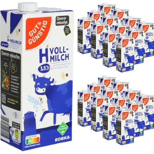 Milch Gut&Günstig fettarme H-Milch 3,5% Fett Haltbare Milch, je 1 Liter, 24 Stück mit Pufai