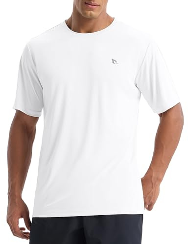 baleaf Sport T-shirt för män, simtröja, vatten, UPF 50 träningströja, fitnessskjorta, snabbtorkande gym, Vit, 3XL