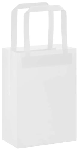 vidaXL Papiertragetaschen 50 Stk., Papiertüten mit Henkeln, Papiertüten, Geschenktüten für Einkaufen Hochzeiten Verpackungen Partys Geburtstag Weihnachten, Weiß 15x8x21cm