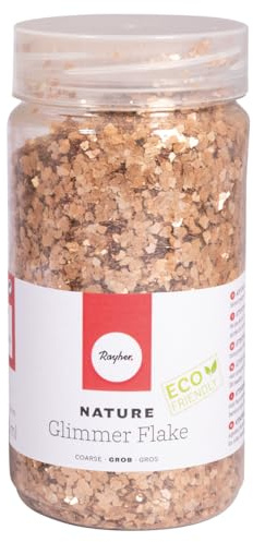 Rayher Nature Glimmer Flakes, grob, 3 – 10 mm, gold, Streuflitter, Eco friendly, 100% natürliches Material, ohne Rückstände abbaubar, Dose 370 ml, ideal zum Basteln und Dekorieren, 39592616