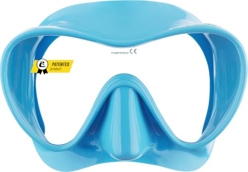 CRESSI F1 liten mask turkos – ramlös mjuk silikonmask för snorkling och dykning, turkos, en storlek, ungdom, unisex