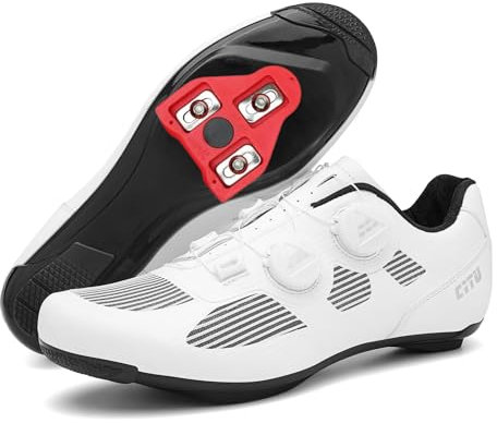 JiuQing Unisex-Rennradschuhe Kompatibel Mit Peloton Delta Cleats rutschfeste Fahrradschuhe Für Drinnen Und Draußen,Weiß,44 EU