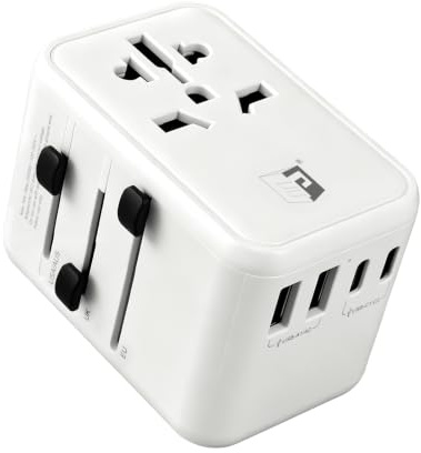 Universeller Reiseadapter Weltweit mit 5 USB-Ports (3 USB-C), Internationaler Steckdosenadapter Typ C/G/A/I für Europa USA UK Australien – 65W Effizientes Schnellladen für Tablets & Handys