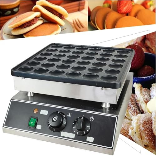 Máquina comercial de gofres Doméstico Mini Pancake Maker 25 Agujeros 850W Acero Inoxidable Panqueques Maker, para Desayuno, Meriendas, Postres (A)
