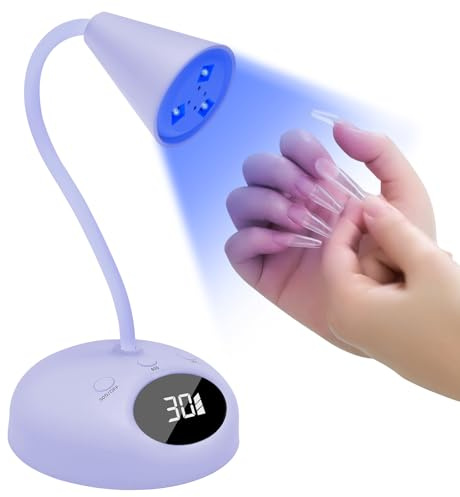 CGBE Mini UV Lampe für Gelnägel für Zuhause & Salon-Lila | 18W LED, 4 Modi, Smart Auto-Sensor, LCD Display, Mini UV Lampe für Nägel für DIY Maniküren zu Hause oder im Salon.