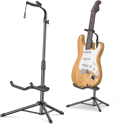 New Bee Guitar Stand, Height Adjustable Foldable Guitar Stand with Secure Support for Acoustic, Electric, Bass and Banjos, Load Capacity 20LB