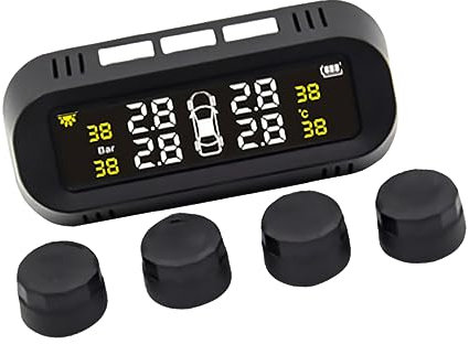 FUNOMOCYA Sistema De Monitoreo De Presión De Neumáticos Medidor De Presión Neumáticos Alimentado por Energía Solar