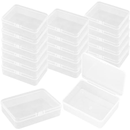 WYAN 18 Pezzi Piccolo in Plastica Trasparente, Quadrato chiaro contenitori di plastica con coperchi, l'organizzatore Box, Mini Scatola Porta Oggetti per perline, tappi per le orecchie(75 * 51 * 20mm)