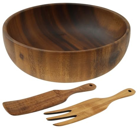 Jokapy Saladier en bois avec spatule et fourchette étanches (bois)