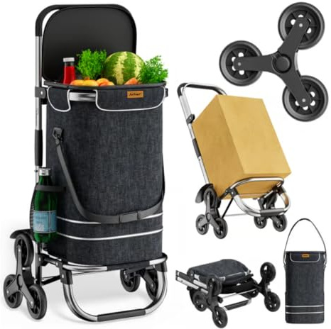 Jurhan Chariot de courses Comfort pour escaliers, 50 l (noir)