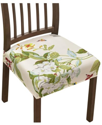 Dining Chair Covers Set of 4, Seat Cover Cushion Protector (Green) | Vibrant Stretchable Breathable & Easy to Install, Suitable for Dining Rooms Offices Kitchens