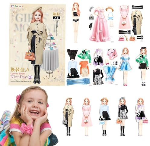 Jubilofex Anziehpuppen, magnetische Papierpuppen | So tun und Spielen Sie EIN Reisespielset-Spielzeug - Prinzessin-Anziehpuppe aus Papier, leicht zu greifen, Geschenk für Kinder, Mädchen im Alter von