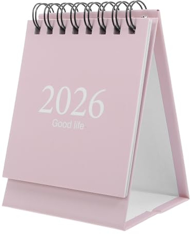 NUOBESTY Tischkalender 2026 – Mini-monatskalender zum Umblättern, Kleiner Stehender Tischplaner für Zuhause Und Büro, Pink