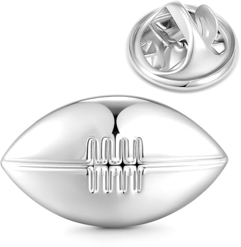 HONEY BEAR Broche Clips Pins Ballon de rugby Football Sport pour Costume Homme/Femme,Cadeau de Mariage affaires,Argent Brillant