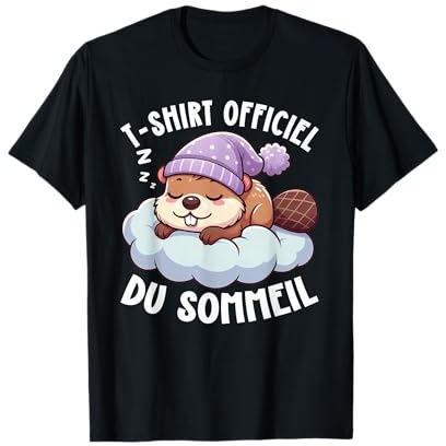 T-Shirt Officiel du Sommeil Castor Rigolo Animal Drôle T-Shirt