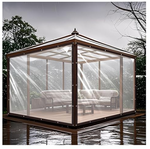Telone trasparente per gazebo da esterno, resistente alle intemperie, tende laterali per pergola, copertura trasparente per serre da giardino e piante, 6 x 7 m