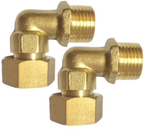 Raccordo a gomito per tubi a 90°, in ottone resistente, 1,3 cm, regolabile, per impianti idraulici e di raffreddamento residenziali, montaggio dell'acqua in ottone resistente