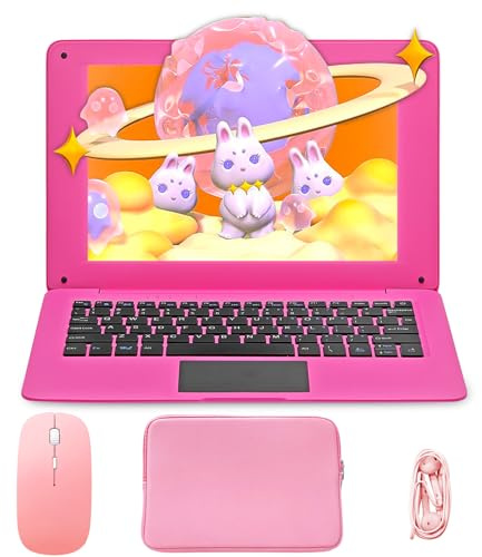 AKEDA Mini Laptop 10.1'' QWERTY, Mini Ordenador Portátil N4000, 8GB RAM, 128GB, Netbook Ligero para Niños Estudiantes Aprendizaje en Casa, Teclado Inglés