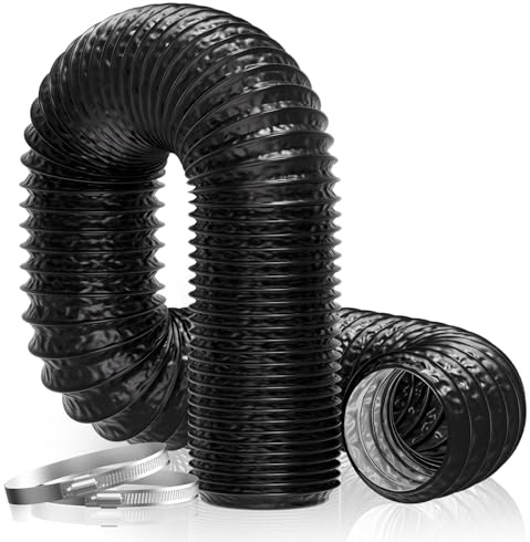 Hon&Guan Tubo de salida de 150 mm de diámetro, tubo de aluminio de PVC de 5 m con 2 abrazaderas para aire acondicionado móvil, secadora, ventilador de extracción, campana extractora, sistema de