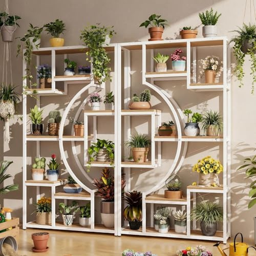 HolliWill 70.8 Tall Bookshelf Set of 2, Etagere Bookcases with 18 Storage Shelves, 79 Wide Geometric Display Shelf with Adjustable Feet & Anti-Tip Kit for Living Room, Home Office