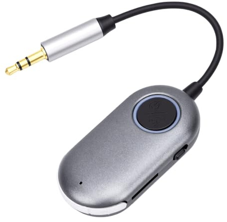 Plyisty Trasmettitore Ricevitore Bluetooth 5.3, Adattatore Aux 3.5mm per TV Aereo Autoradio Stereo, Wireless con Microfono HD e Batteria 7 Ore