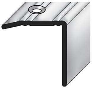 3 Meter (3 x 1 m) Treppenkantenprofil (Größe 30 mm x 30 mm) aus Edelstahl matt, gebohrt, edelstahlfarbend