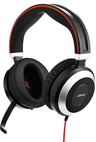 Jabra Evolve 80 UC Cuffie Stereo Over-Ear con Cavo, Jack 3,5mm, Tutte le piattaforme