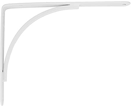 Amig - Regalwinkel Edelstahl Mod. 10 | Metallwinkel für Regale | Regalhalterung | Farbe: Weiß | Maße: 250 x 200 mm | Empfohlenes max Gewicht: 65 kg