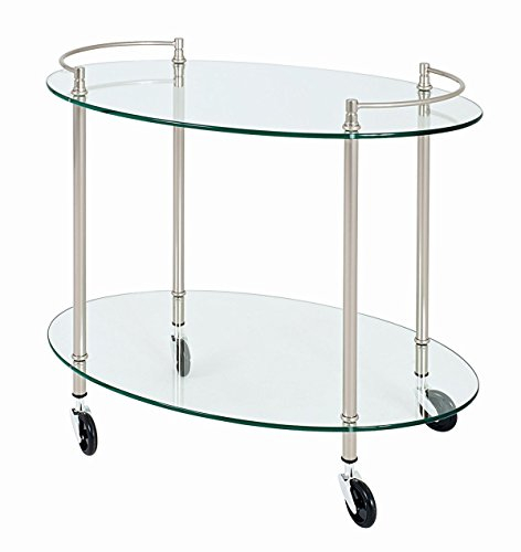 HAKU Möbel Carrello di servizio aspetto acciaio inox, Metallo, vetro di sicurezza 8 mm - Dim. L 68 cm x A 63 cm x P 46 cm, Stile Contemporaneo