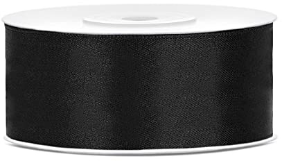 partydeco.pl 25m Satinband Satin Geschenkband schwarz 25mm breit