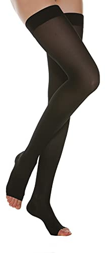Relaxsan Basic 970A (Schwarz 1/S) Stützstrümpfe damen 22-27 mmHg, mit Silikonband und offener Spitze 280 den