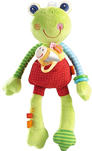 HABA 302836 - Spielfigur Regenbogenfrosch, Kuscheltier mit Bienchen und vielen Spieleffekten, Baby- Spielzeug ab 6 Monaten
