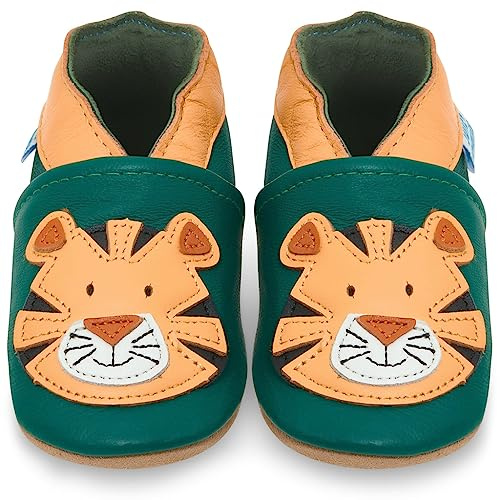 Scarpe Bambino - Scarpe Neonato in Morbida Pelle - Scarpine Neonato Primi Passi - Tigre Felice - 18-24 Mesi