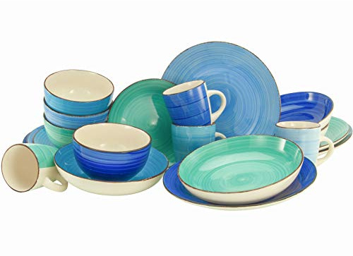 CreaTable, 20868, série Bella Casa AQUA, service de table, service combiné 20 pièces