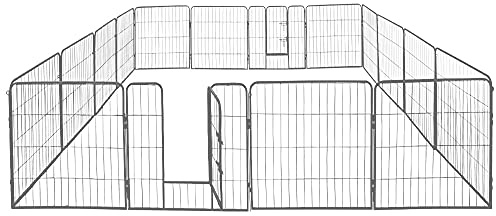 Petigi Welpenauslauf, Freilaufgehege aus pulverbeschichtetem Stahl, zusammenklappbar, Maschenweite 47 mm, inklusive Befestigung zur Verwendung im Garten, Größe (B x H):80 x 100 cm (16x)