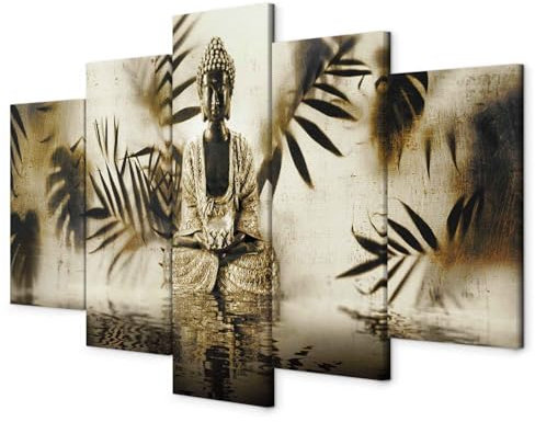 B&D XXL - Akustikbild 225x112 cm Bilder mit Akustikschaumstoff Hochleistungsschallabsorber Schallschutz Leinwandbild XXL 5 tlg Wandbild p-A-0040-b-n