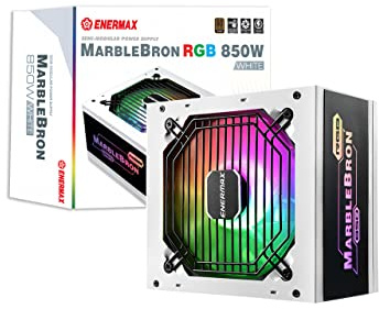 Enermax Marblebron EMB850EWT-W-RGB Bloc d'alimentation 850 W Blanc 80 Plus Bronze, bloc d'alimentation semi-modulaire, ventilateur silencieux, câble plat noir, ATX Compact 140 mm, taille 5 ans de