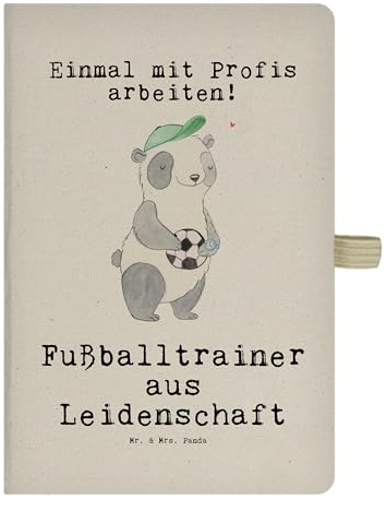 Mr. & Mrs. Panda DIN A4 Baumwoll Notizbuch Fußballtrainer Leidenschaft - Geschenk, Adressbuch, Schreibbuch, Mitarbeiter, Verein Fußball, Notizen,
