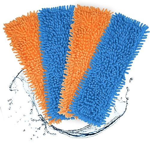 NICEWAT 4 Stück Wischmopp Bezug, 42cm Bodenwischer Ersatzbezug aus Mikrofaser, Chenille Wischmoppbezug Ersatzbezug, Handwaschbare Mop Pads für Laminat, Marmor, Boden, Fliesen, Holzböden,42×12 cm