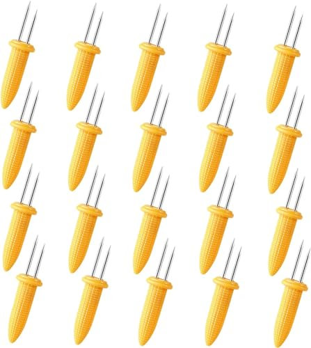 LATRAT 20 pezzi in acciaio inox per pannocchie di mais, supporto per pannocchie di mais, spiedini per barbecue, forchetta per barbecue, pannocche, accessori per barbecue, corn holders