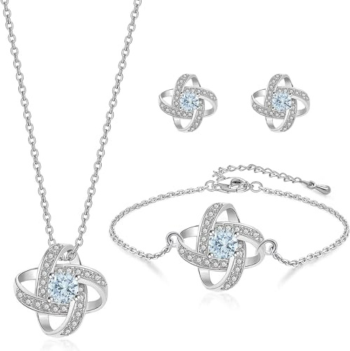Suyi Jewellery Sets for Women Cubic Zirconia Necklace Earrings Jewellery Set Bridal Wedding Jewelry Silver 3