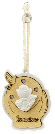 Doni Bomboniere Kommunion 12 Stück Kleiderbügel mit Schriftzug und Konfekt Tischkarten Heilige Kelch Hostie Symbole der Geschenkideen komplett Original Günstige