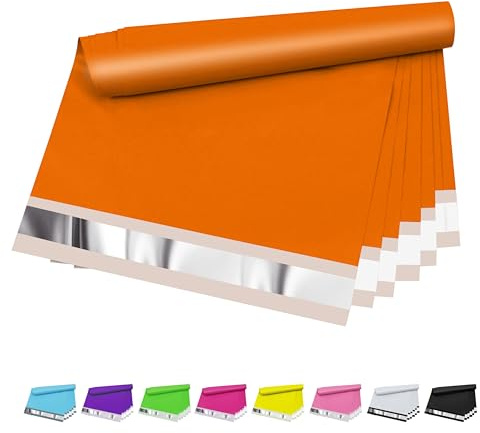 Vapulcio Buste postali in plastica arancione con spessore di 2,4 mm, impermeabili e resistenti agli strappi, per abbigliamento, a prova di manomissione, autosigillanti, 25,4 x 33 cm, 100 pezzi