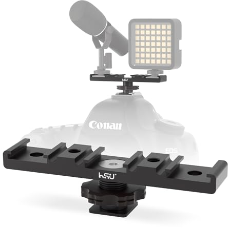 HSU Hot Shoe Adapter Bracket, Cold Shoe Mount Triple Extension Adapters for External Flash Microphone LED Video Monitors Camera Accessories