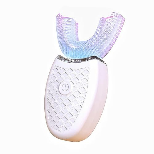 Spazzolino elettrico a ultrasuoni a forma di U, pulizia della bocca a 360°, luce LED, impermeabile certificato IPX7, 3 modalità di pulizia e sbiancamento
