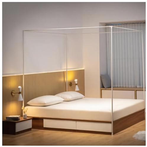 Bettvorhang Baldachin Bett Baldachin Rahmen 4 Eckpfosten Bett Baldachin Rahmen Baldachin Bett Queen Rahmen, Baldachine Moskitonetz Halterung, Voll