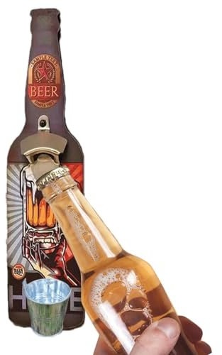 Smileshiney Abrelatas montado en la pared,Abridor de botellas de pared,Abrelatas para colgar en la pared - Abridor de botellas de cerveza con receptor, perfecto para novio, abuelo, marido, tío,